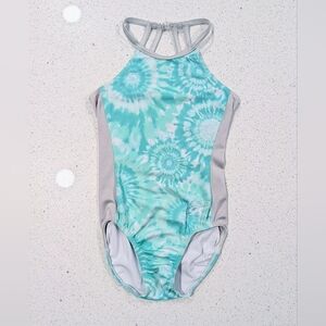 LAURIE HERNANDEZ Olympic GK ELITE Gymnastics Leotard Child Large Teal TIE-DYE